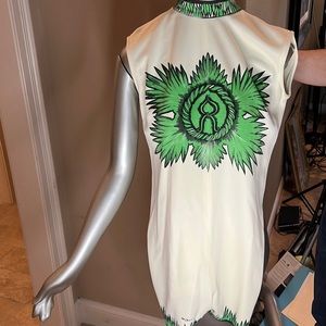 Mr. dino white and green sleeveless romper
